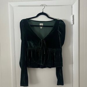 Elegant Velvet Green Top